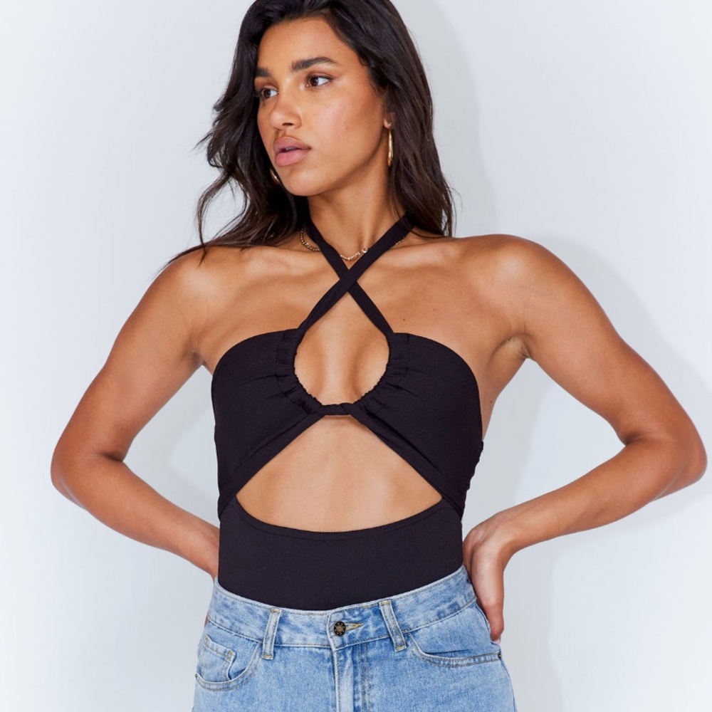 Princess Polly London Bodysuit— never worn no tags. Multiple ways to tie. Size 8